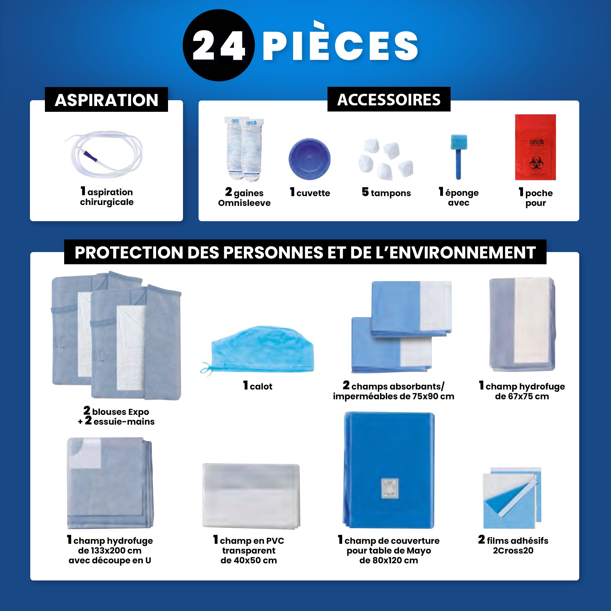 Set stérile de Chirurgie orale n°1 - 24 pièces